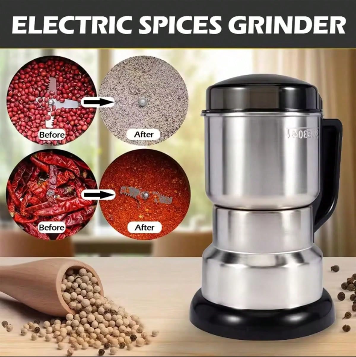 Coffee Bean Grinder Electric - Macinacaffè, motore potente da 300 W,