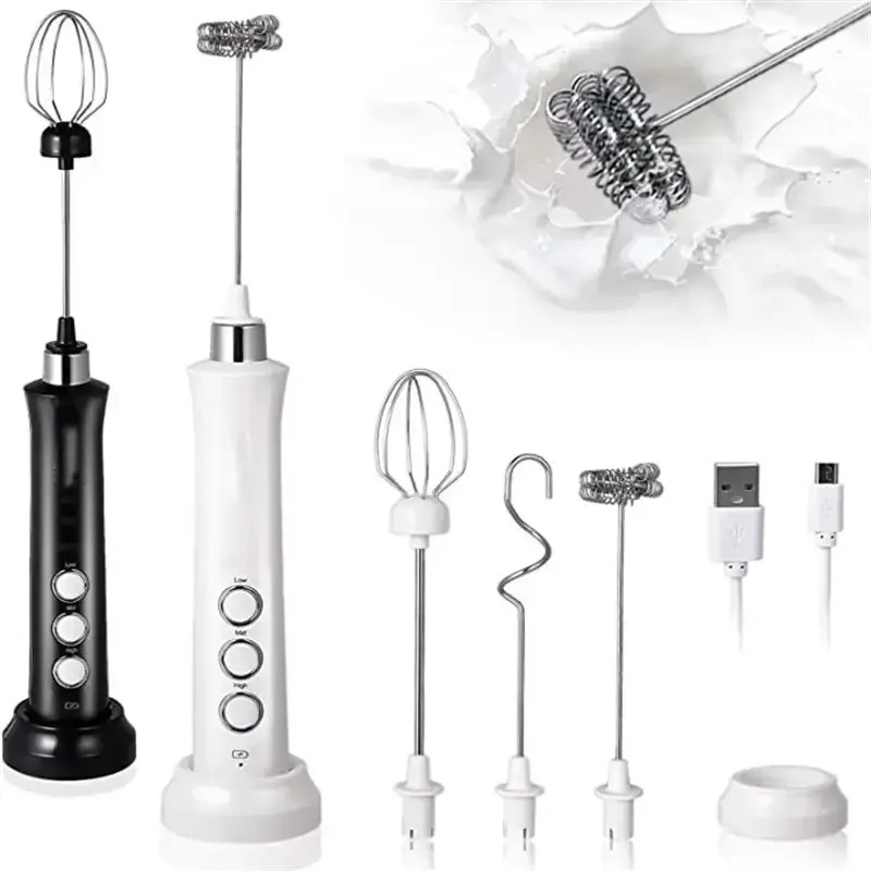 Electric Milk Frother Handheld - Montalatte elettrico 3 in 1 ricaricabile